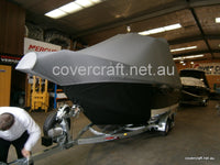Bar Crusher boat bow cover stone bra installed on boat