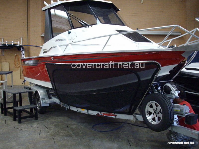 Bar Crusher boat with custom stone bra bow cover Australia